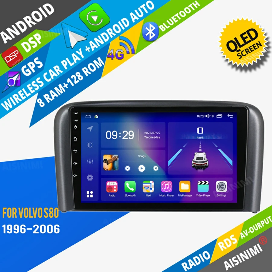 Aisinimi Android Car Dvd Player Navigazione Per Volvo S80 1996-2004 2005 2006 Autoradio Car Audio Gps Multimedia Stereo Monitor