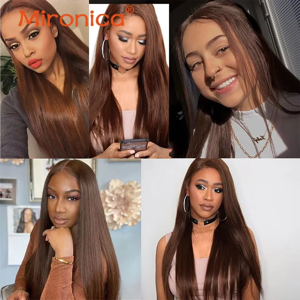 Chocolate Brown Straight Human Hair Bundles Deal1/3/4 Bone Straight Brown Brazilian Straight Hair Weave Bundles Remy Human Hair 6