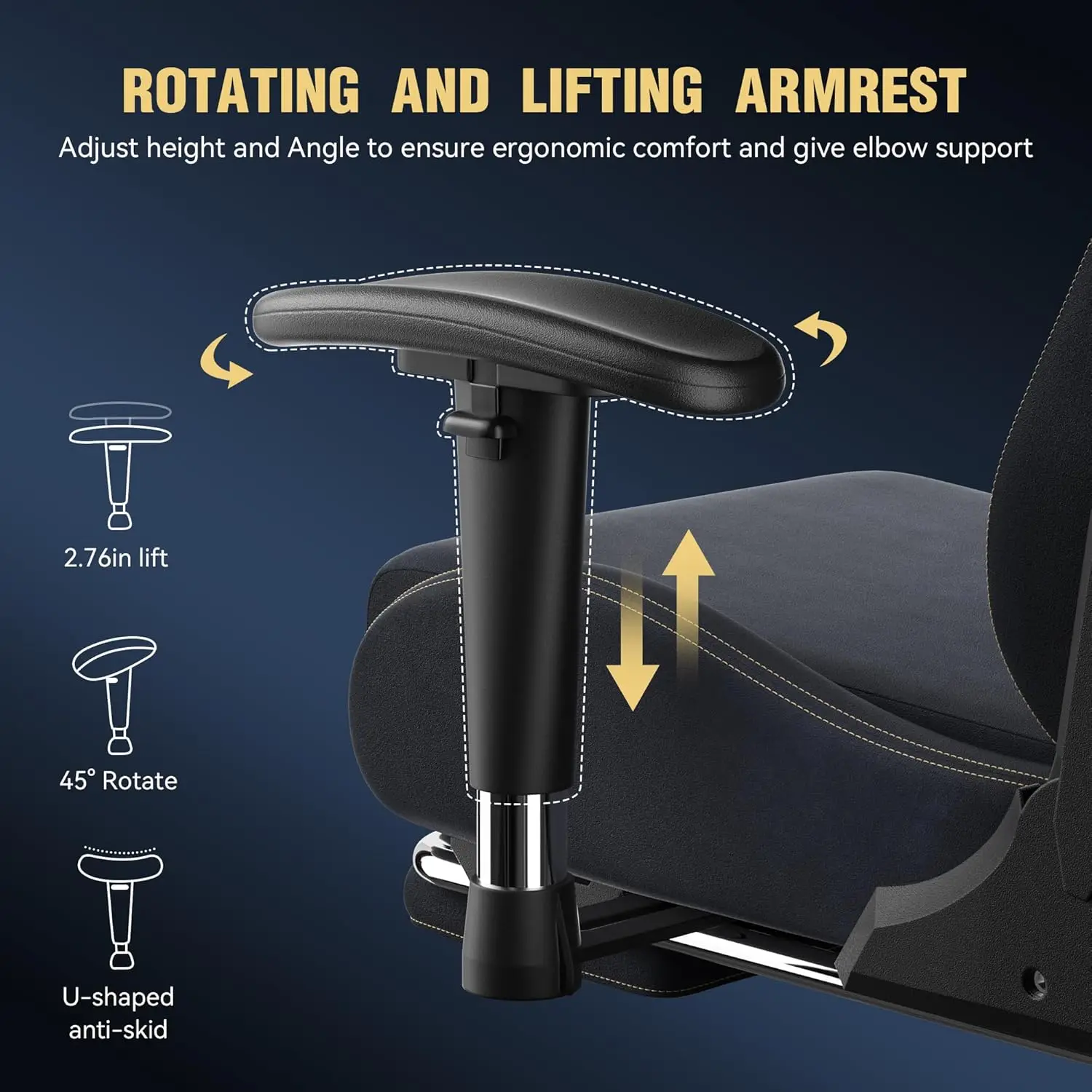 Dowinx Gaming Chair with Massage Lumbar Support, Suede Fabric Ergonomic Computer Chair with Footrest for Adults 5