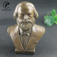 Antique Brass German Great Communist Karl Heinrich Marx Bust Bronze Statue Figurine Retro Copper Desktop Ornament Decor Crafts 1