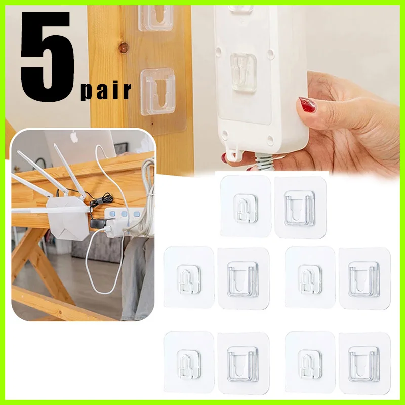 

5 Pair Adhesive Transparent Hooks Double-Sided Wall Hooks Hanger Suction Cup Sucker Wall Storage Holder For Kitchen Organizer