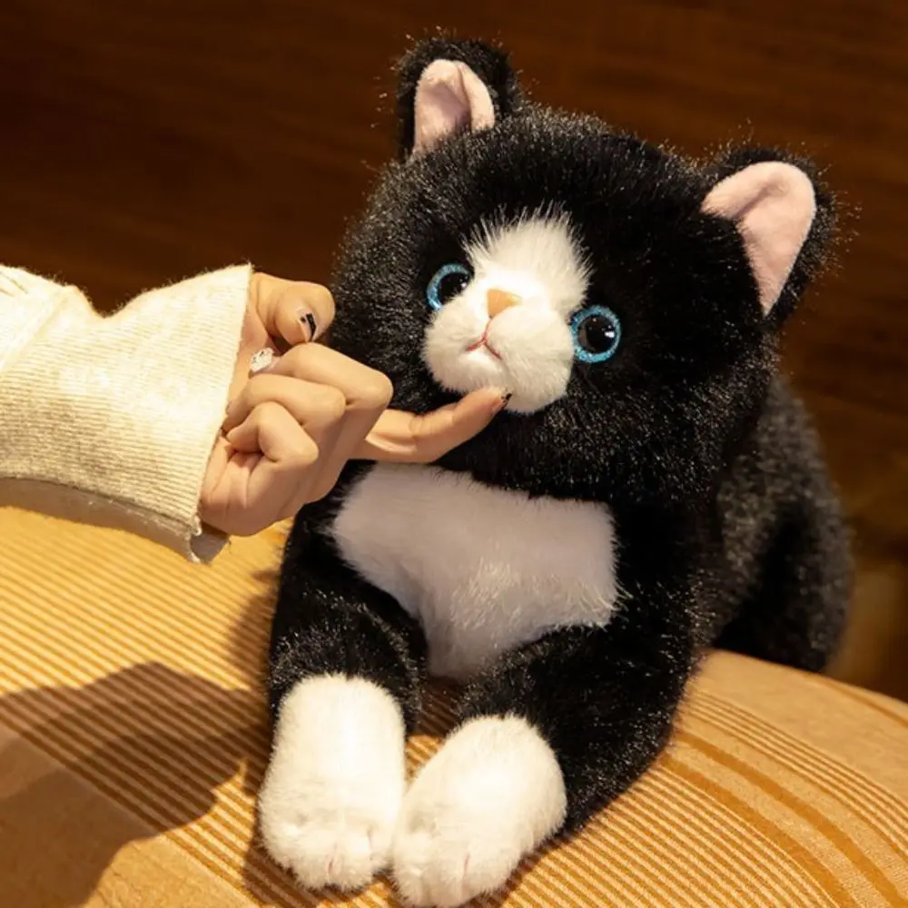 Lifelike Design Cuddly Kitten Toys Lying Prone Lovely Imitation Lying Cat Toys Cute Soft Texture Lifelike Cat Doll Office Use