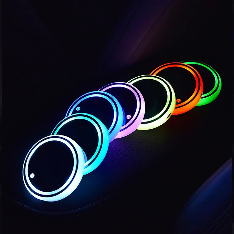 Car Led Cup Holder Car Bottom Mat Usb Charging Led Wheel Hub Light