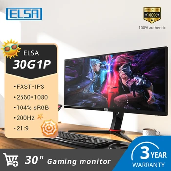 ELSA IPS 데스크탑 게임용 모니터, QHD 태블릿 스크린, 컴퓨터 디스플레이, 30 인치 모니터, 100Hz, 200Hz, 21-9 와이드 스크린, 2560*1080