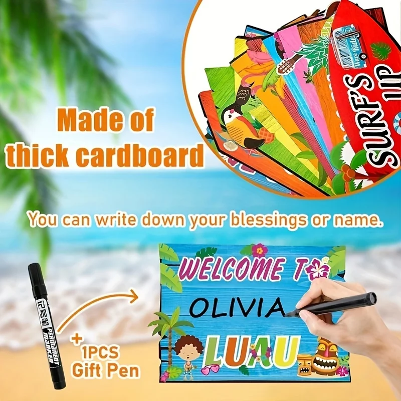 Luau Party Welcome Sign Tropical Hawaiian Summer Themed Decorations Sign Front Door 20 Pieces party decorations