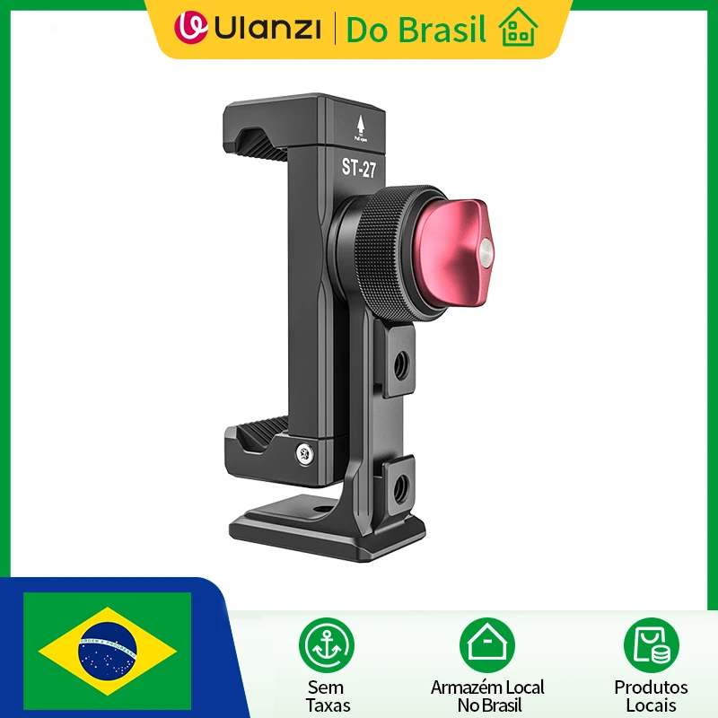 Clipe de telefone de metal Ulanzi ST-27 Iron Man IV 360 ° Braçadeira de smartphone de tiro vertical com sapata fria 1/4 '' suporte de montagem de tripé Arca