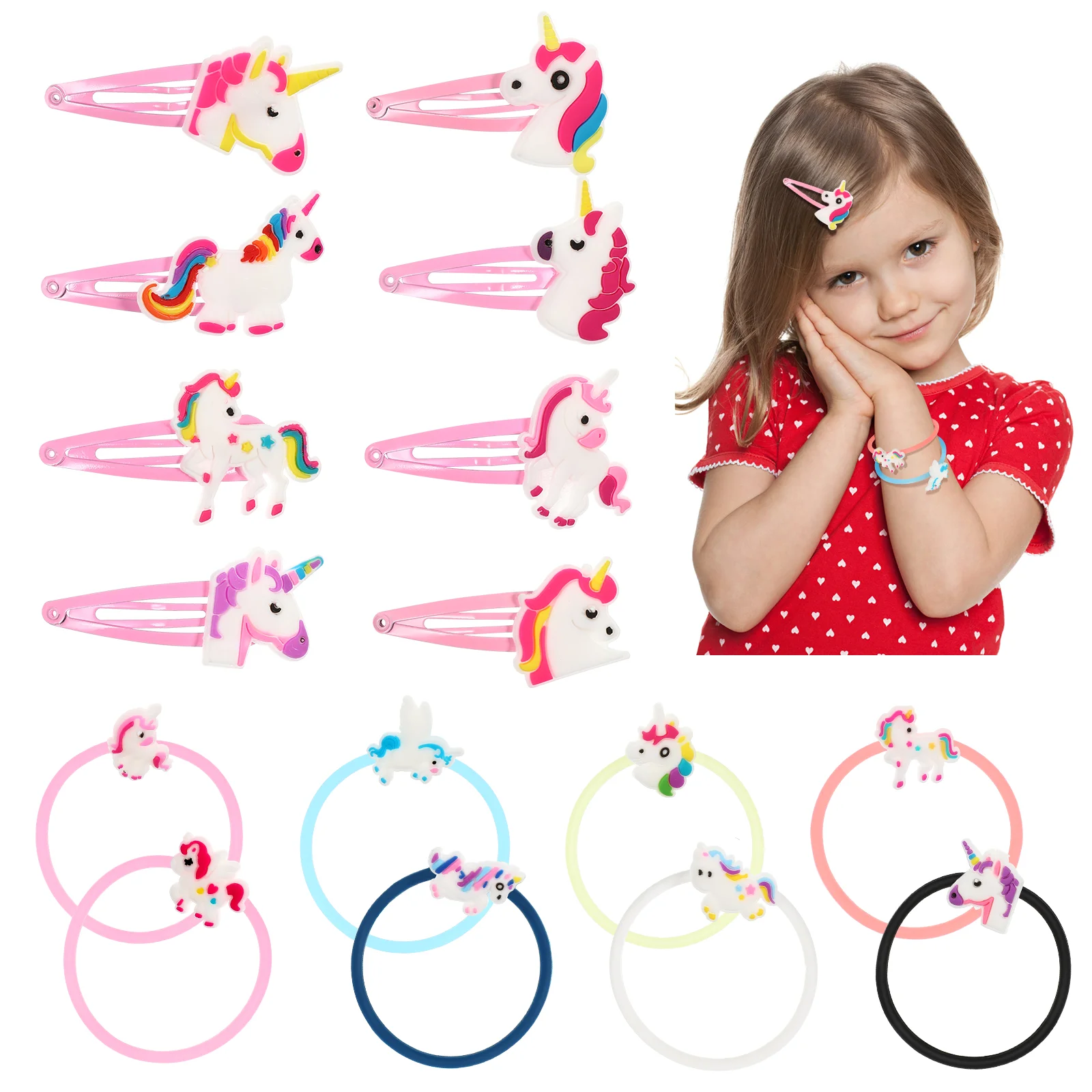

16 Pcs Cartoon Headwear Hair Ring Children Headdress Barrettes Clips Ponytail Girls Decor Pin Fashion