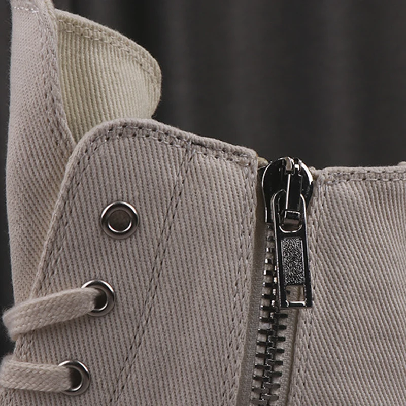 Men's Canvas Shoes Pentagram Embroidery Shoes for Women Lace-up White Owens High-top Male Sneakers