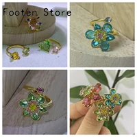 Original High Quality Rings 2025 New Trend Charm Luxury Colorful Flower Shining Crystal Fashion Ring for Women Romantic Gift 1