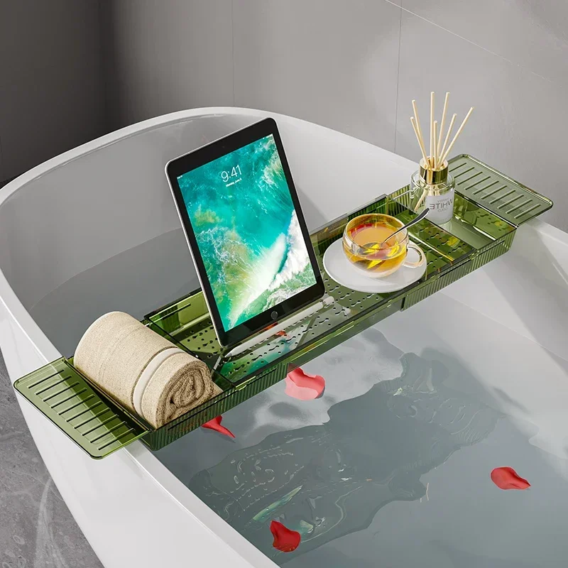 

Retractable Drainage Bathtub Storage Racks Strong Load-bearing Bath Storage Board Bathroom Storage Large Capacity Bathtub Shelf