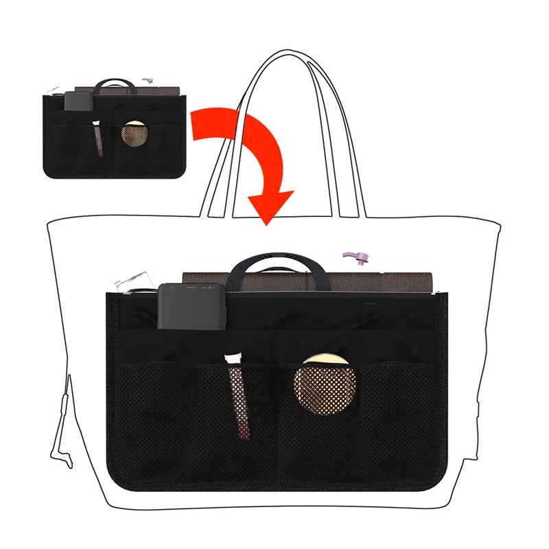 Vercord Purse Insert Organizers for Tote Handbag Bag in Bag with Zipper