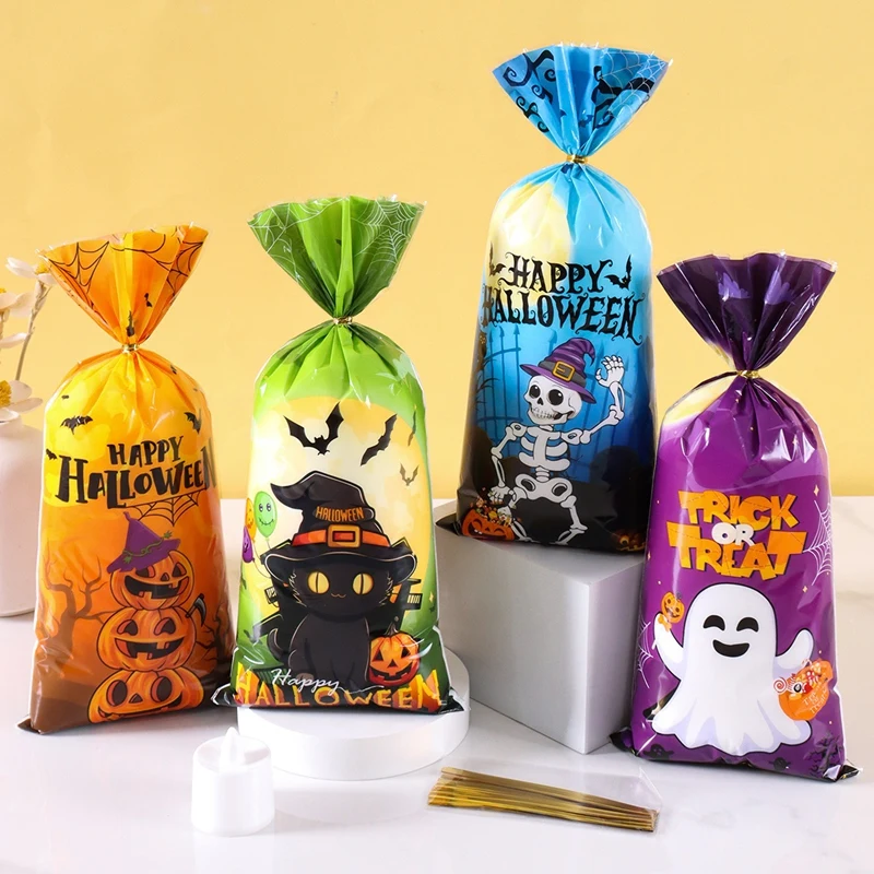 25/50/100pcs Halloween Pumpkin Candy Bags Trick or Treat Gift - Image 2
