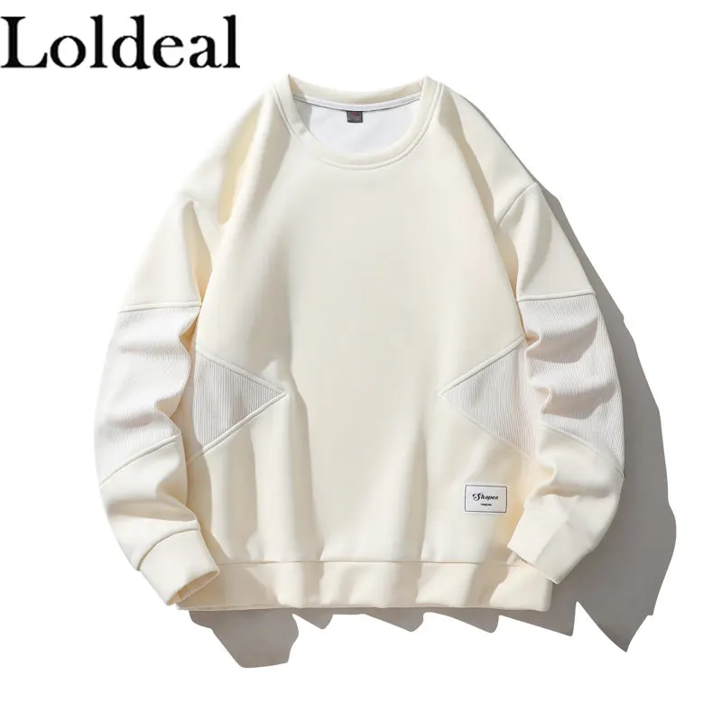 

Casual O-Neck Men Sweatshirts Patchwork Hip Hop Pullover Long Sleeve Harajuku Trend Sweatshirt