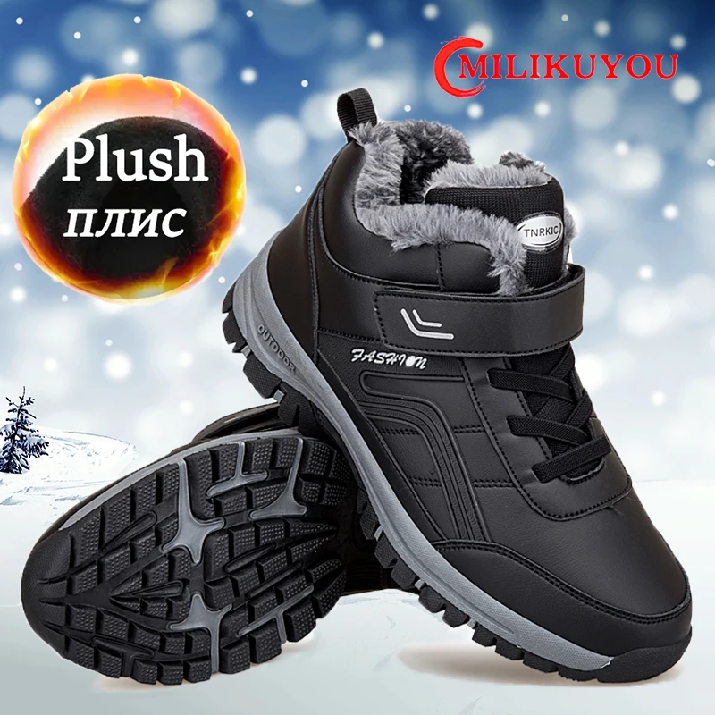 Boots Men's Women Slip On Winter Shoes For Men Waterproof Ankle Boots Winter Male Snow Botines Black Botas Femininas