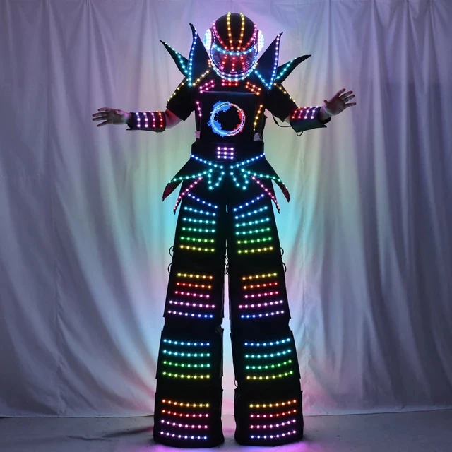 

Full Color Stilts Walker Costume LED Lights Luminous Jacket Stage Dance Performance Suits Shaped Neatly For Celebration Parties
