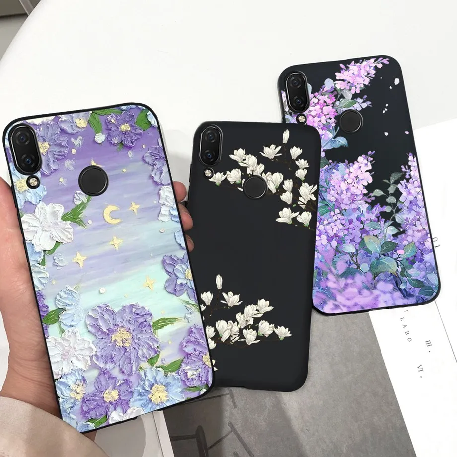 Per Coque Huawei P Smart Plus 2018 Psmart 2018 Custodia Morbida Paraurti Funda Per Huawei P Smart + 2018 P Smart 2018 Silicone Flower Capa