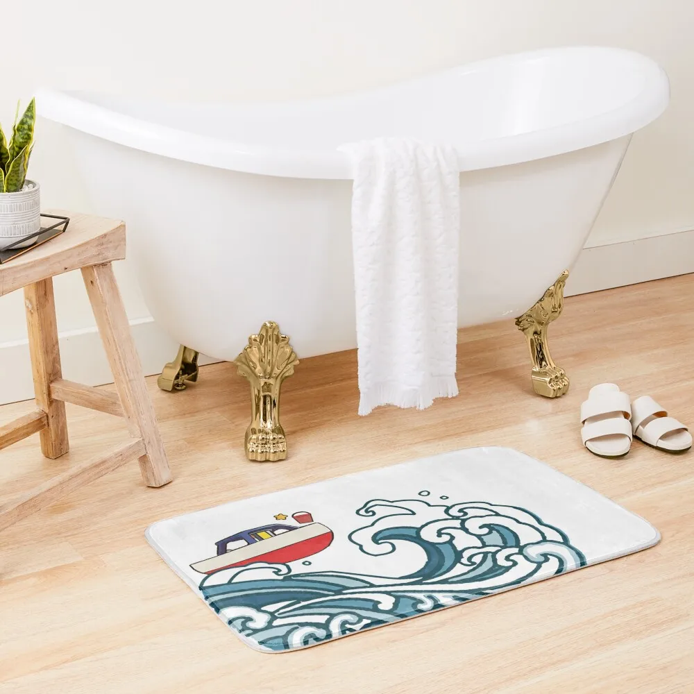 

boat on big wave Bath Mat Entrance Carpet Bathroom Slip Mat
