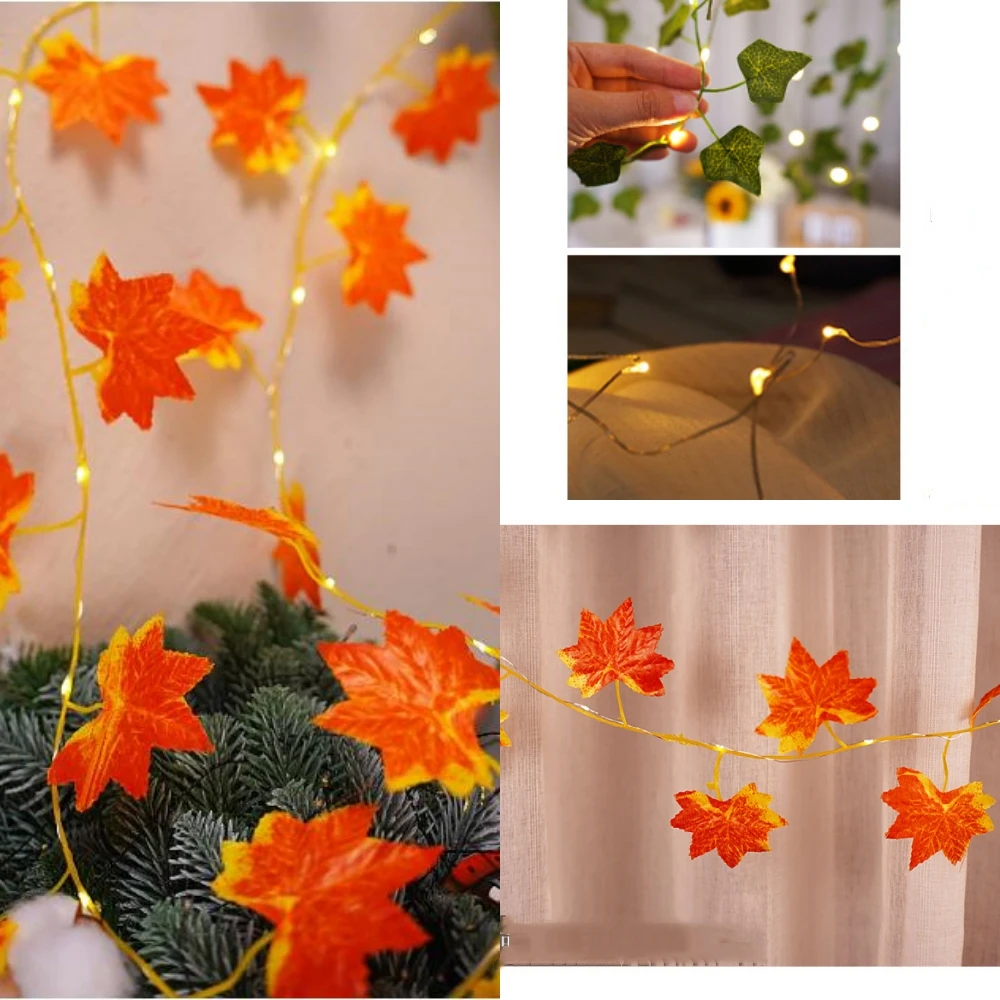 LED String Light Geen Eucalyptus Leaves Maple Leaf 5V USB Battery Power Wedding Christmas Decoration 2M 5M 10M Fairy Lights