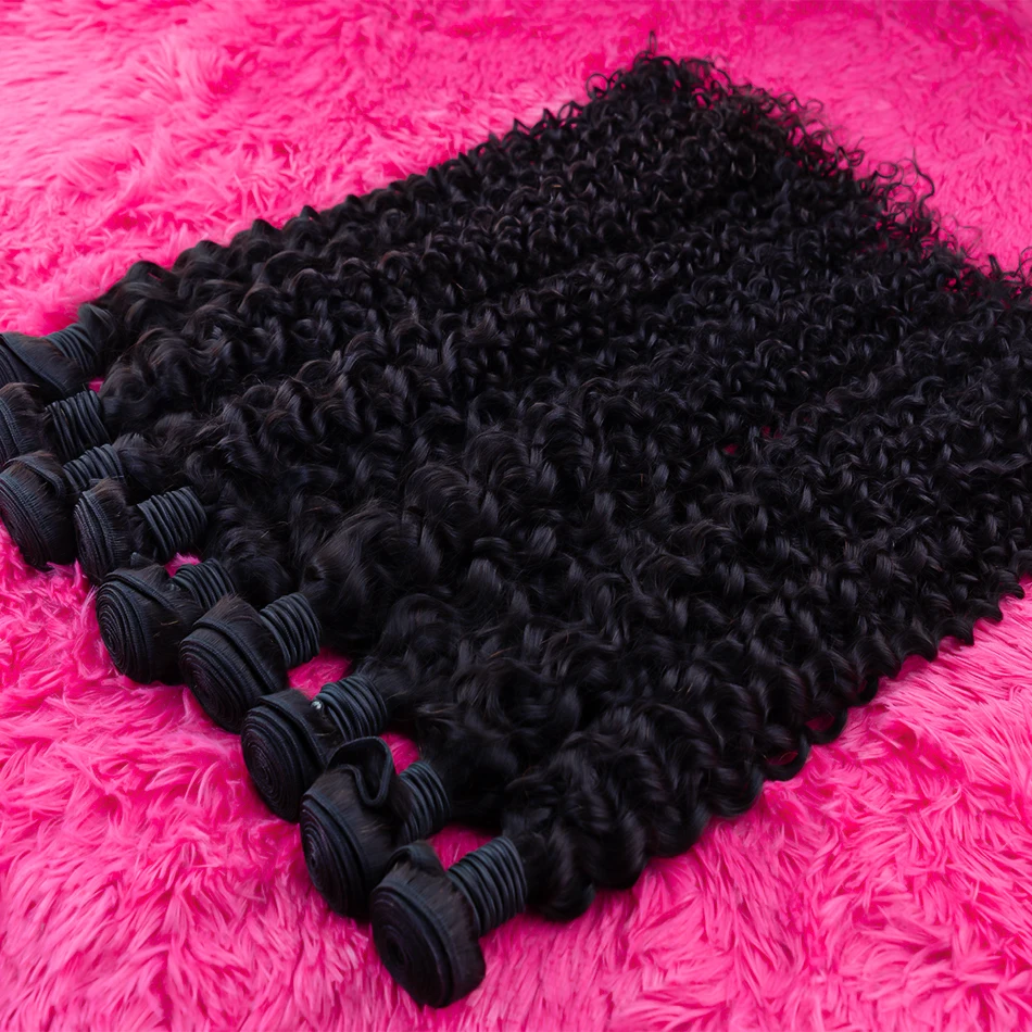 Curly Human Hair Bundles Hair Extensions For Women Natural Black Solid Color Raw Brazilian Braiding Deep Wave 100% Human