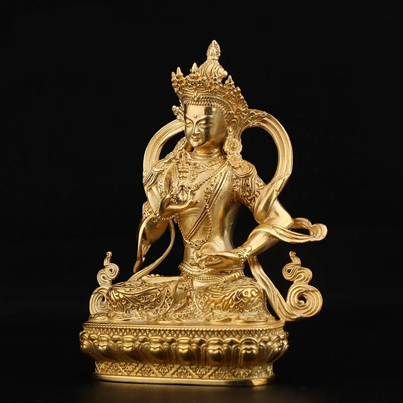 Vajrasattva Buddha statue pure copper 2-inch 3-inch copper gilding Tibet home living room car carrying mini ornaments. 3