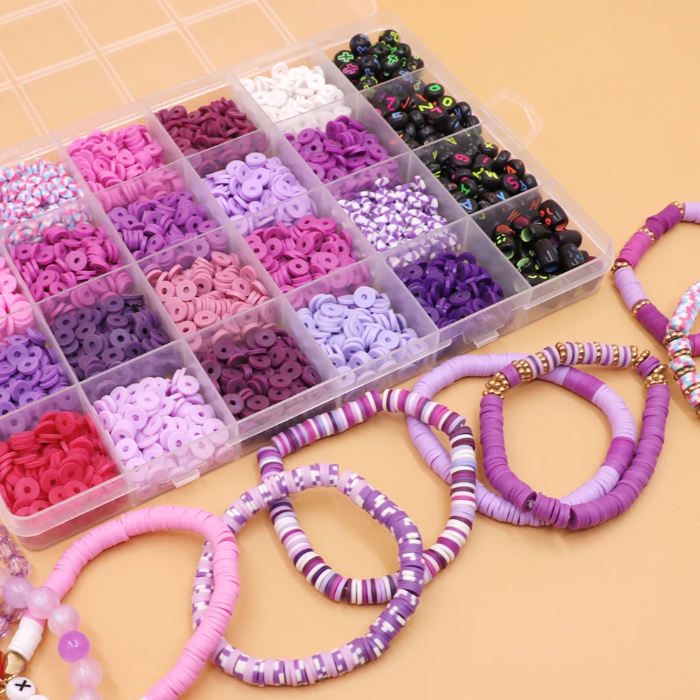 Boho Rosa Tonperlen Armband Bastelset, DIY Flache Preppy Perlen für Freundschaftsschmuck, Türkis Seestern Muschel Kreuz Perlen – Detail 6