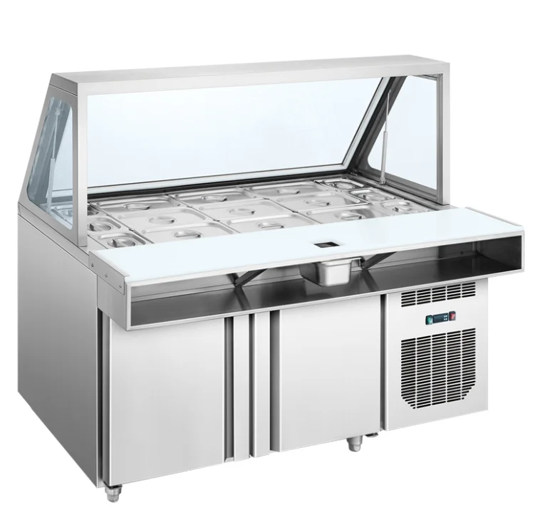 Kitchen Cooler Cabinet Workbench Pizza Counter Salad Bar Undercounter Chiller Frigo Pizza Prep Fridge