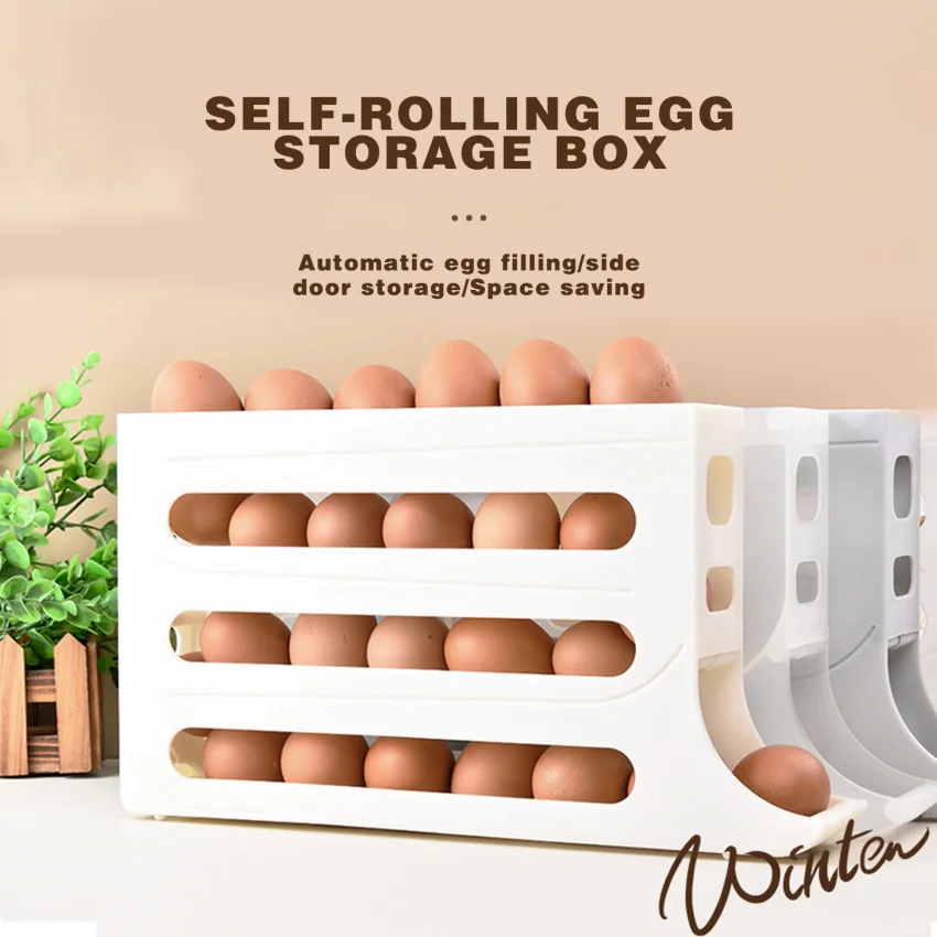 Large Capacity Automatic Egg Roller Slide Organizer Household Egg Organiser Kitchen Dedicated Four Tier Racks Kitchen Tool