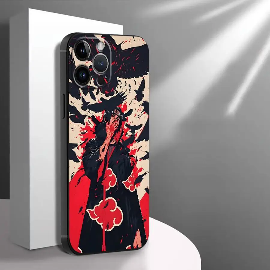 Sleek Black Soft Phone Cover with Cool Uchiha Itachi Design