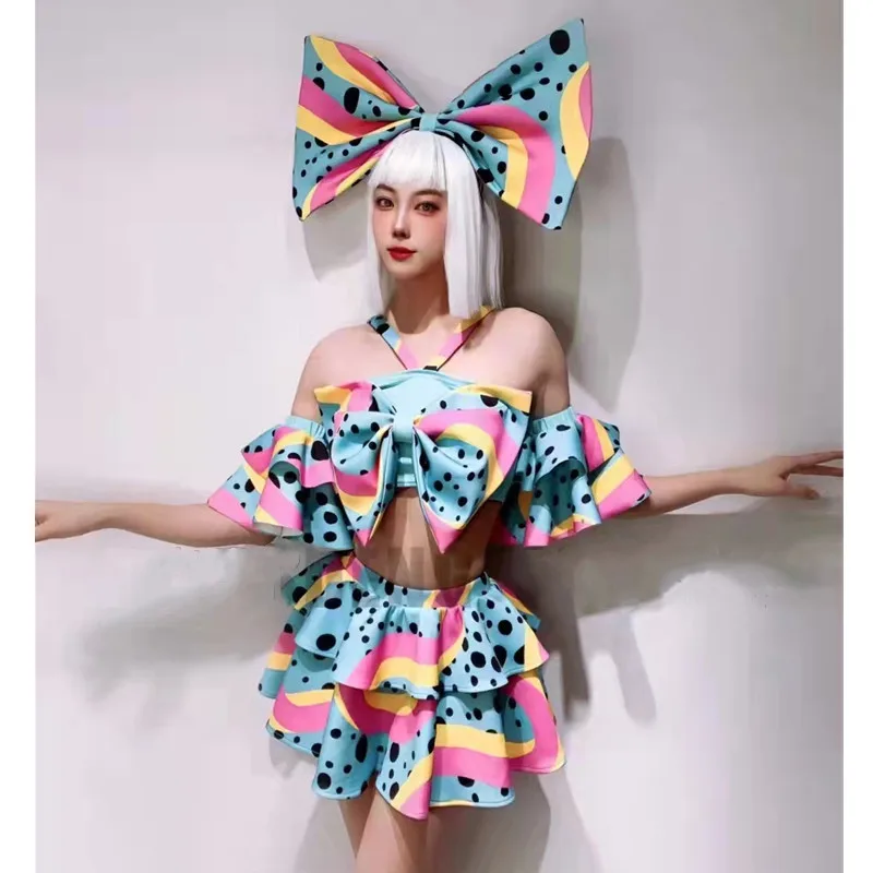 

Bar Nightclub Women Dance Team Sexy Stage Wear Leopard Pattern Skirt Headdress Party Show Rave Outfit Dancer Performance Costume