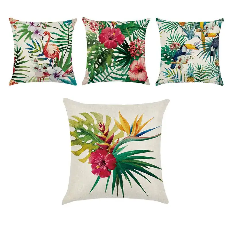 

Flamingo Cushion Cover 45x45 Flax Pillowcase Outdoor Garden Cushion Cover Waterproof Pillow Cover Home Decor Printed Pillowcase