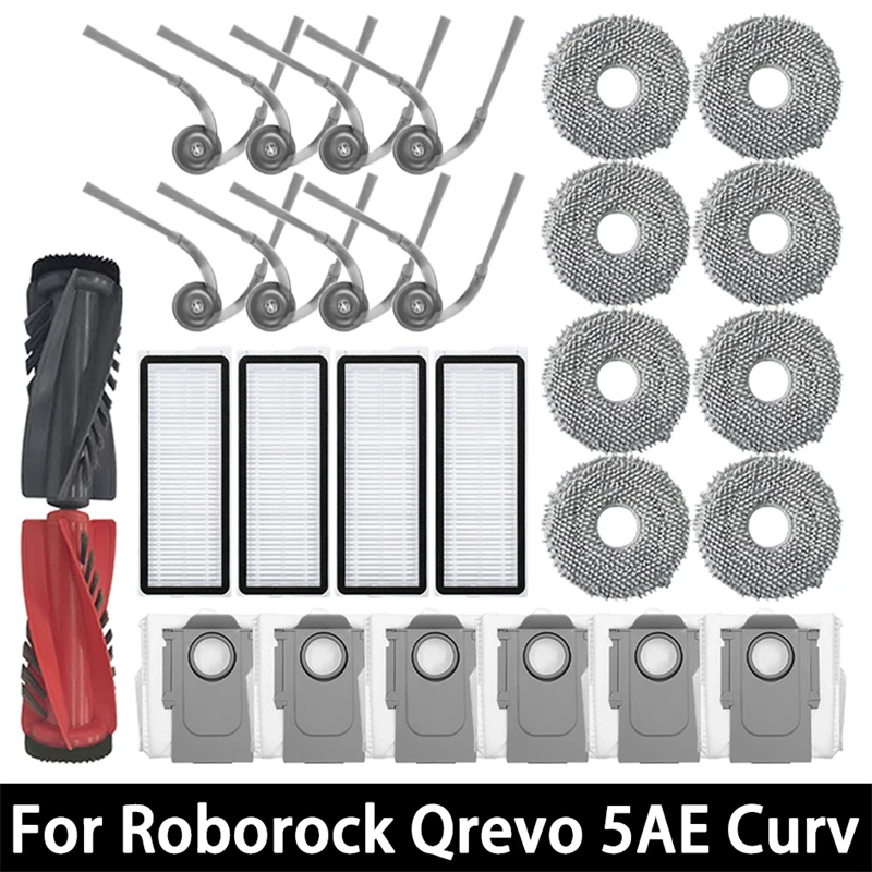 Roborock QRevo S – filtre en tissu pour vadrouille, brosse principale, sac à poussière, brosse latérale Q Revo Pro, pièces de rechange pour aspirateur Robot en option, Original