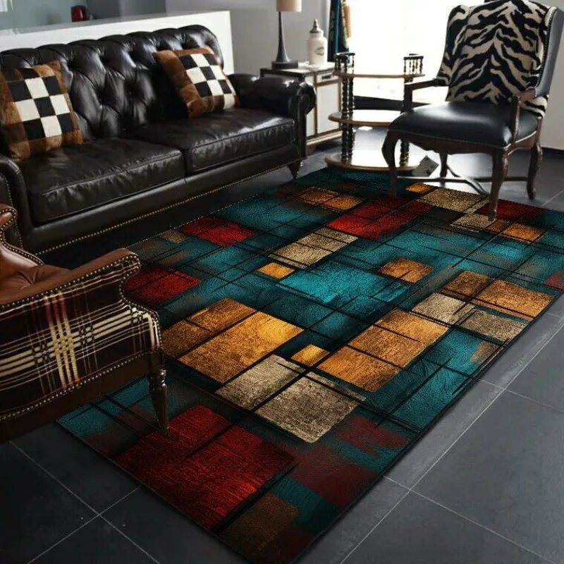 Abstract Geometry Carpet Retro American Carpets Living Room Large Home Decor Soft Rug Anti-slip Washable Mat ковер tapete tapis 3