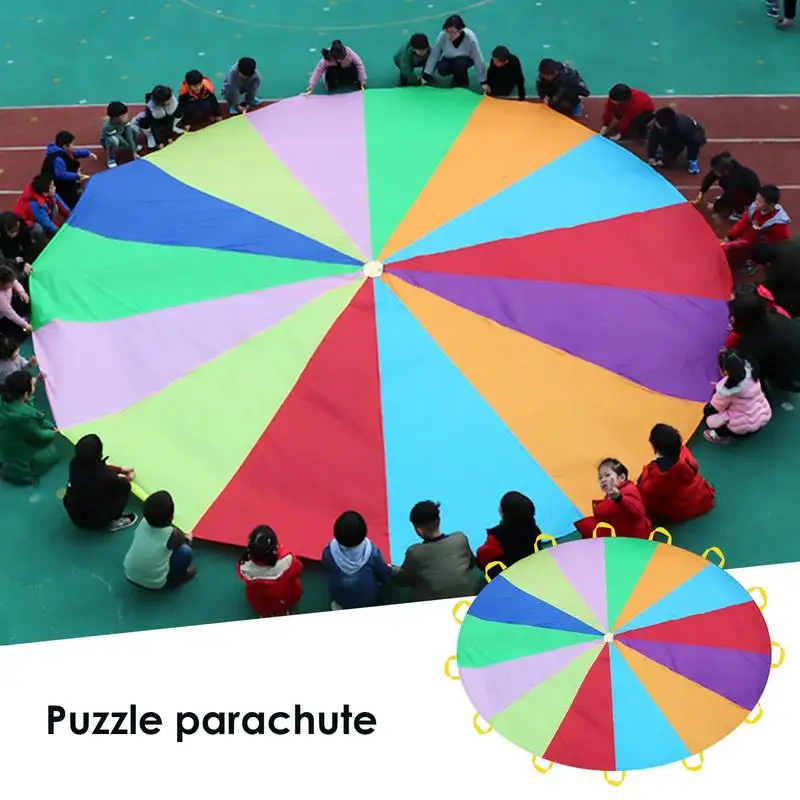 Outdoor Toys 2-3M Diameter Outdoor Camping Rainbow Umbrella Parachute Toy Jump-Sack Ballute