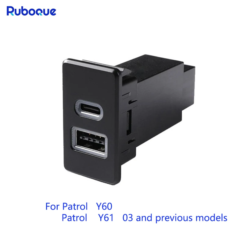 1Pc 12V Quick Dual Port Charge Usb Qc3.0 Type-C Pd Interface Socket Caricabatteria Da Auto Veloce Da Utilizzare Per Nissan Patrol Y60 Y61