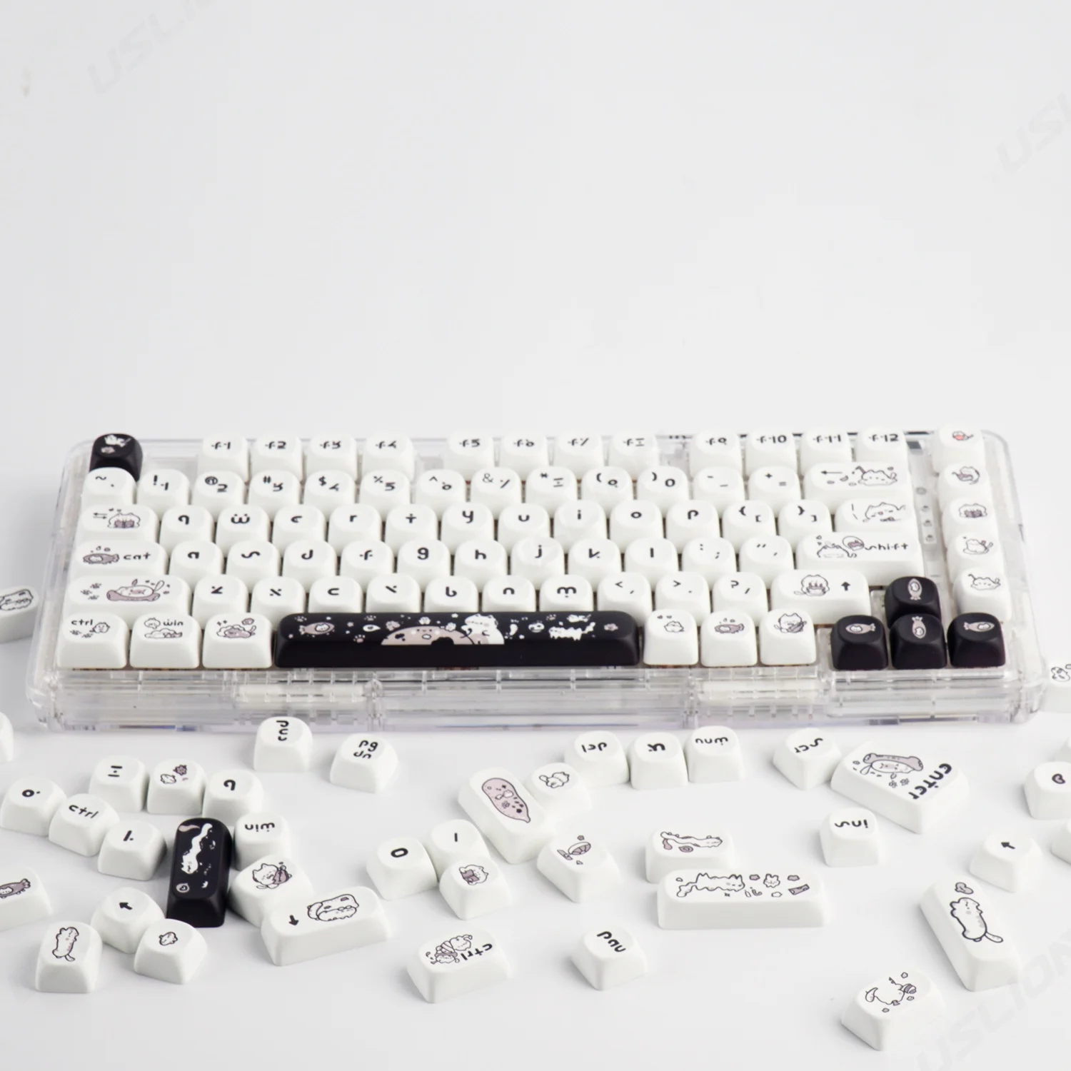 Cute Cat Theme Keycaps For Gaming Mechanical Keycaps Pbt Keycaps mx Switch Theme Perfil Moa Faça Você Mesmo Sublimação 140 Chaves - Imagem 2