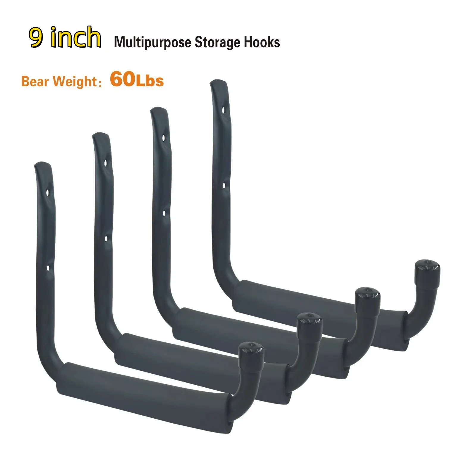 Heavy Duty 9-Inch Wall Hooks for Garage Storage - 60LBS Capacity