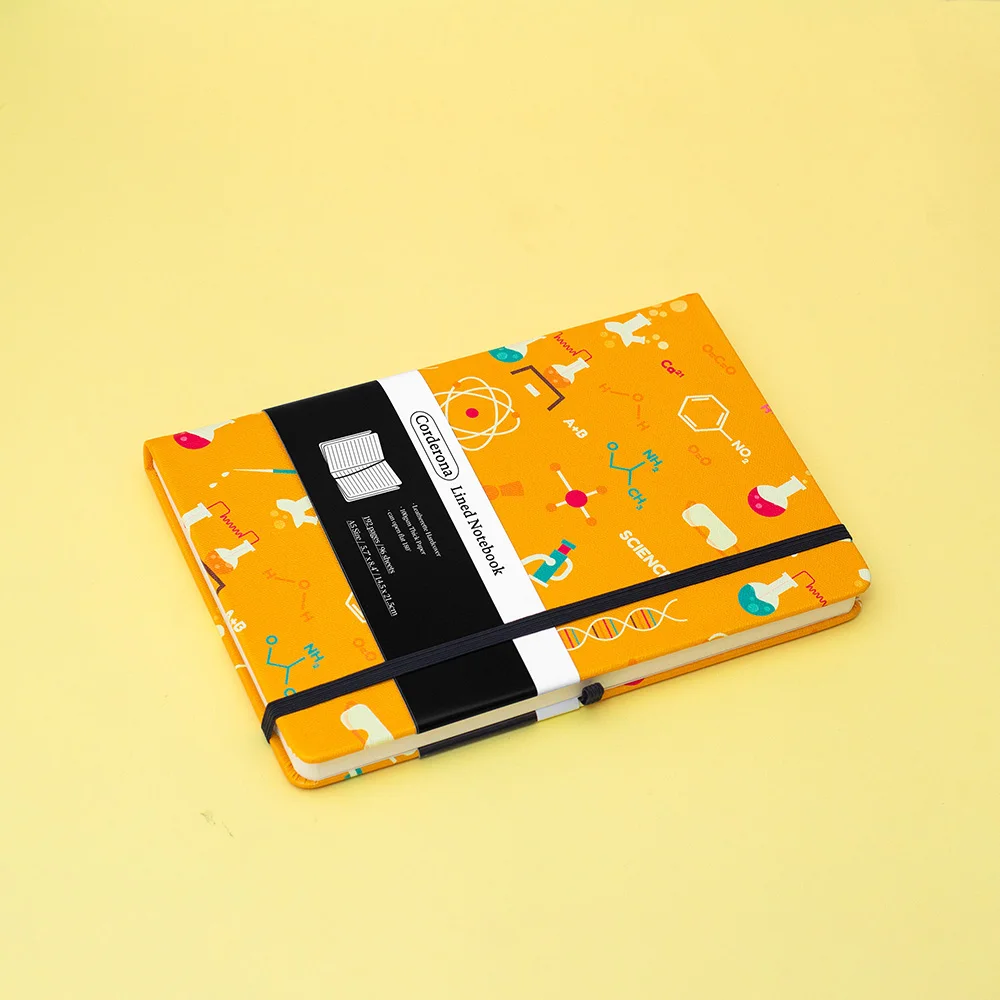 

A5 Horizontal notebook Colorful chemical elements diary lined ribbon Hardcover portable Gift travel hand in hand ledger notebook