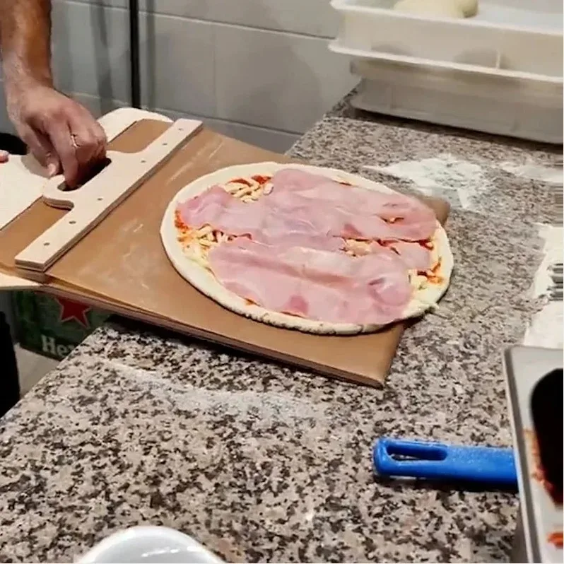Sliding Pizza Peel-Pala Pizza Scorrevole Shovels kitchens Tools Wooden Handle Transfer Spatula Bread Baking Tools