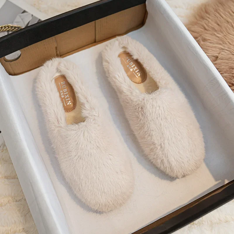 2024 Designer Luxury Lambswool Winter Cotton Shoes Women Loafers Warm Plush Comfy Curly Sheep Fur Flats Casual Mocasines Mujer