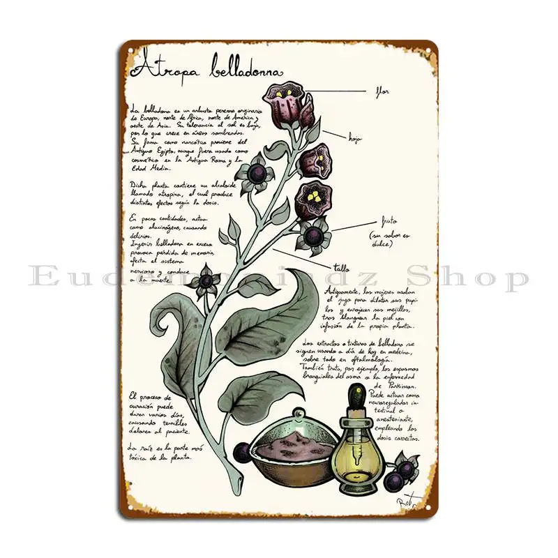 Atropa Belladonna Metal Sign Cinema Garage Party Bar Cave Personalizza Tin Sign Poster