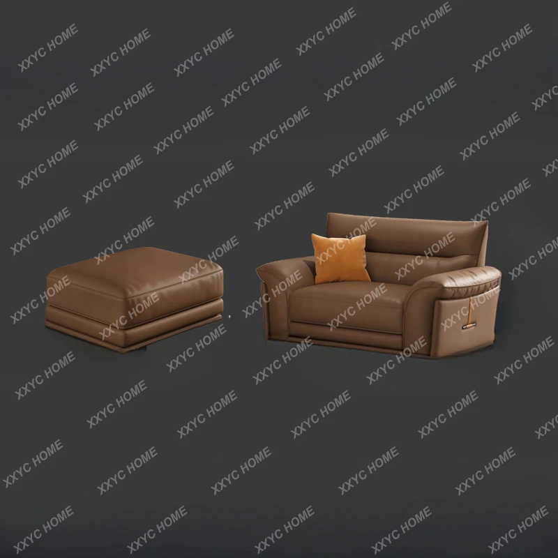 

Leather Sofa Living Room First Layer Cowhide Small Apartment