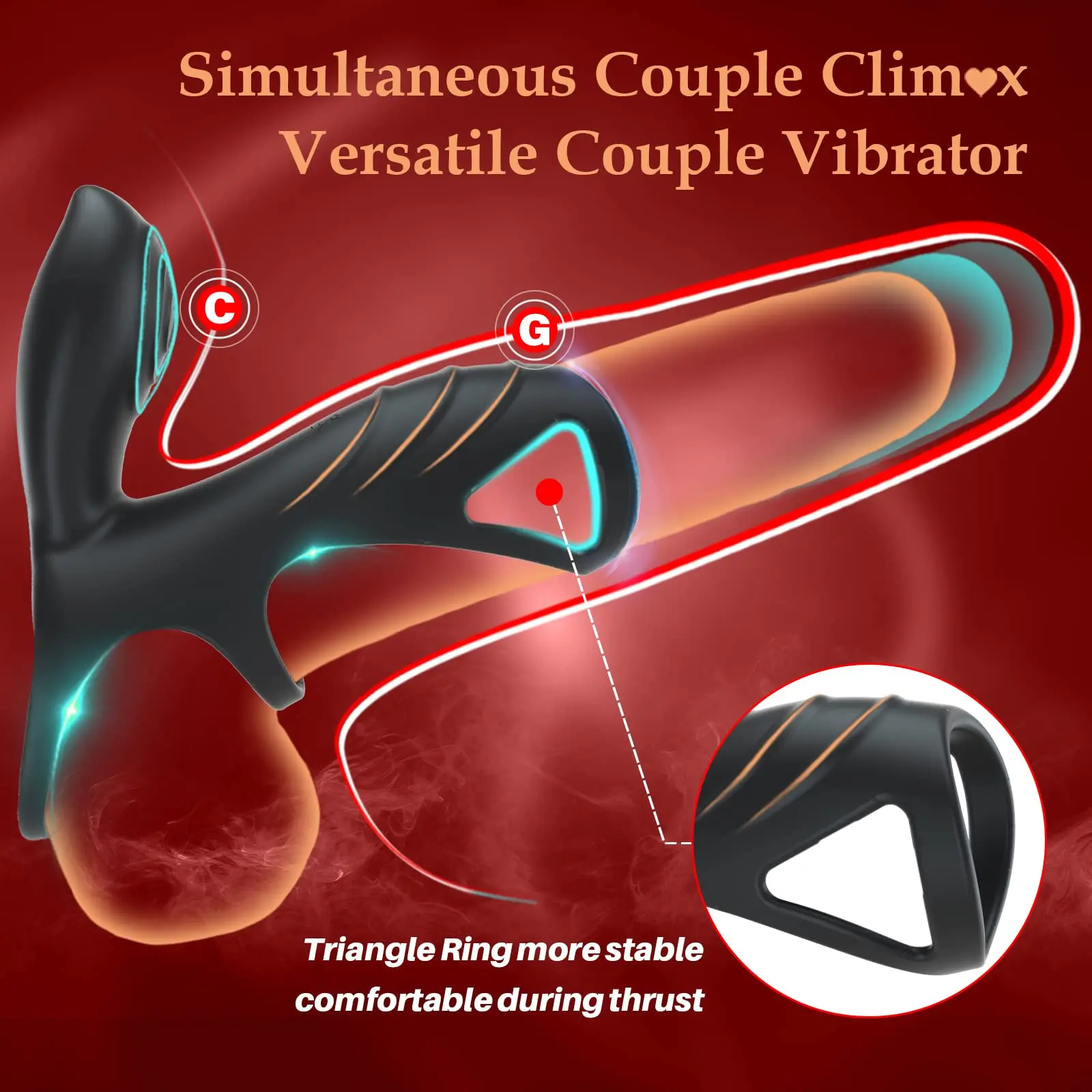 Vibration Ring, Ring Wearable Vibrator, Adult Male Couple Sex Toy, Men's Couple Happy Silicone Ring G-Spot Clitoral Vibrator St