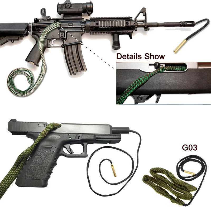Hunting Gun Bore Cleaner .22 Cal.223 Cal.38 Cal& 5.56mm 7.62mm 12GA Gun Cleaning Kit Tool Rifle Pistol Shotgun Barrel Clean Rope