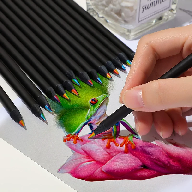 4PCS 7 Colors Concentric Gradient Colorful Pencil Crayons Colored Pencil Set Creative Kawaii Stationery Art Painting Drawing Pen 4 pcs set students 10colors crayons oil pastel creative diy replaceable colored pencil graffiti pen for kids painting drawing