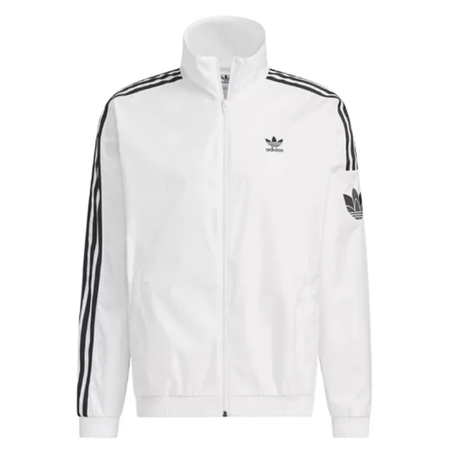 adidas Originals RETRO TREFOIL Veste rétro à col montant et manches longues color-block (unisexe) Blanc vif JI7535 1