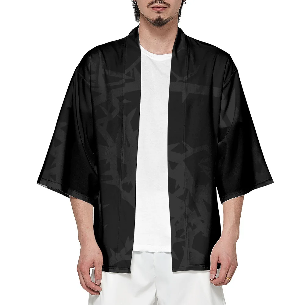 Japanese Traditional Haori Women Men Beach Yukata Clothing Streetwear Print Black Cardigan Kimono Plus Size 6XL 5XL 4XL