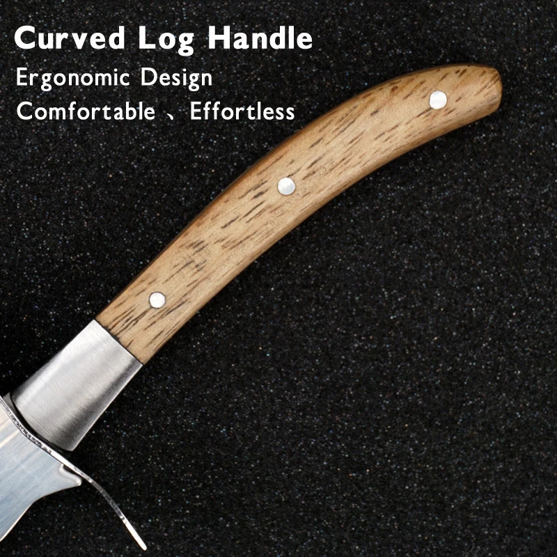 Curved Log Handle Oyster Knife 420 Stainless Steel Thickened Blade Oyster Knife Scallop Seafood Tools With Leather Sheath oyster knife