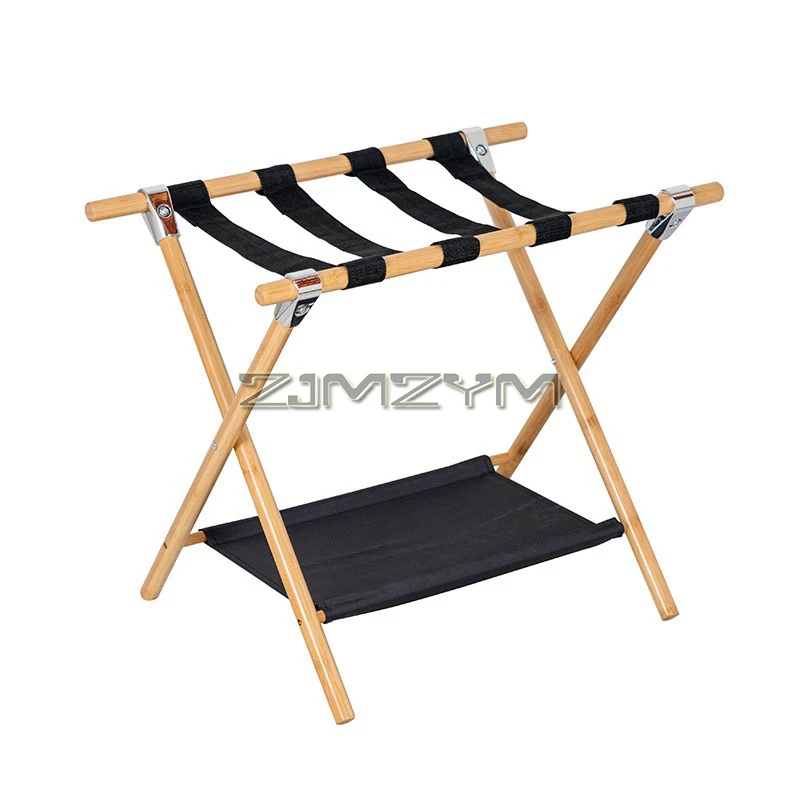 Bamboo Folding Luggage Stand With Laundry Bag Guest Room Bamboo Folding ...