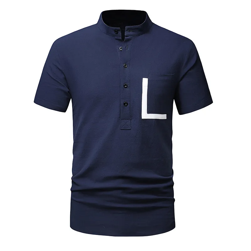 

Hit Color Pocket Henley Shirt Men 2023 Brand Cotton Linen Short Sleeve Shirts Men Summer Beach Hippie Casual Shirt Male Chemise