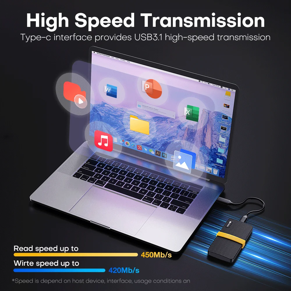 코닥 휴대용 SSD 외장 솔리드 스테이트 드라이브 하드 디스크 256GB 512GB 1TB 450MB/s 2 in 1 인터페이스 노트북 컴퓨터 휴대폰용